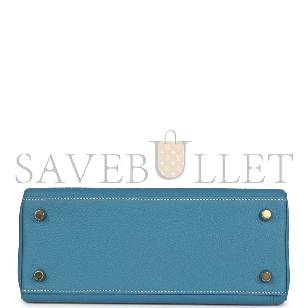 H**mes master kelly retourne 25 blue denim rose gold buckle (25*17*7cm)